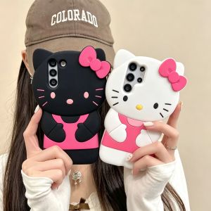 Sanrio | Cute 3D Hello Kittty Phone Case For Samsung Galaxy S25 S24 S23 S22 Ultra Plus S20 S21 S23 FE A54 A55 A36 A16 Soft Silicone Cover