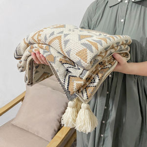 ผ้าคลุมโซฟาสไตล์โบฮีเมียน ผ้าคลุมไหล่ถักแบบยูนิเซ็กซ์ ผ้าคลุมโซฟาสำหรับห้องนอนและห้องทำงาน ผ้าคลุมฤดูร้อนแบบยูนิเซ็กซ์