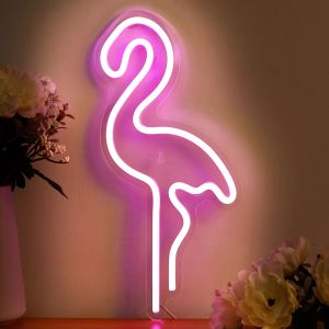 Chi-buy LED Neon Flamingo USB Powered Neon Signs Night Light 3D Wall Art Bedroom Living Room Decor Lamp Signs,Suitable for
