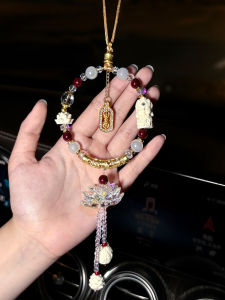 New Lotus Buddha Crystal Car Pendant Rearview Mirror Decoration Interior Luxury Sensation Car Decoration for Women Automobile Accessories