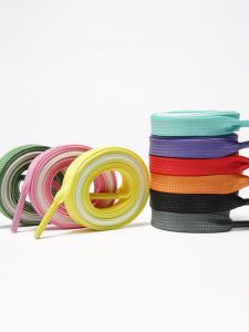 Rainbow Gradient 8mm Creative Color Polyester Flat Lacing Fit Canvas Skate Shoes White Shoes High-Top AJ