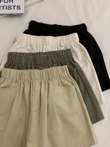 Summer Loose Wide Leg Short Pants Womens Casual Straight Leg Green Color Versatile Comfortable High Waist Commute Style