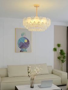 【In Stock+Free Gift】Living room crystal chandelier modern simple luxury dining room lamp creative leaves lotus leaf French cream wind bedroom lamps