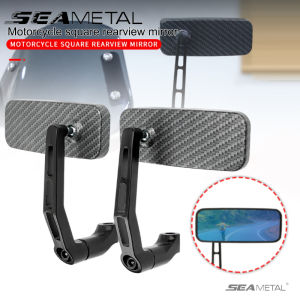 SEAMETAL Square Motorcycle Rearview Mirrors 360 Degree Rotation Motorcycle Rear View Universal Adjustable Mirrors