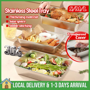 Stainless Steel Food Container Food Tray with Lid Rectangle Lunch Box Prevent leakage Sealing Fresh-Keeping Storage Box