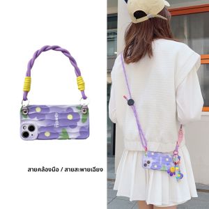 เคส Iphone16sพรุ่งนี้ โบว์สายเชือกรัดกลมเลื่อมแหนยาว เคสรุปหญิงพับจานสุดหรู้สึกมาตดพยุงสาย ของไหลพยาคนิตยวัแต ป่าต้นธงลายโพลีเมอร์ก๊อต