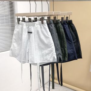 Trendy Elastic Toray Fabric Summer Thin Breathable Quick Dry Men Women Short Pants Loose Fit Youth Popular Beach Pants Black Grey White