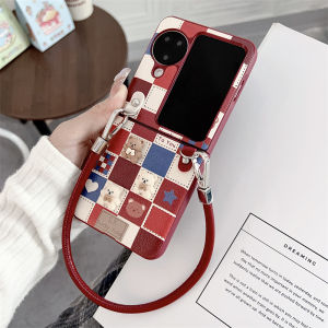 Oppo Findn3flip Cartoon Creative Diamond Bear Leather Phone Case Foldable Screen Anti-fall Protection Fashion Personalized High-end Acrylic