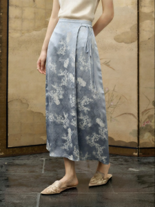 JK&JS | Man-made Silk Jacquard A-line Midi Skirt