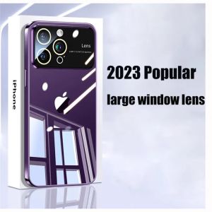 For iPhone 15 13 11 12 14 Pro Max Case Luxury Plating Clear Hard PC Glass Lens Camera Protection Transparent Bumper Full Cover
