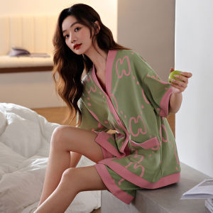 MiiOW | Bộ đồ ngủ cotton nguyên chất cho nữ MiiOW mùa hè 2025 Áo sơ mi cổ chữ V quần short mỏng nhẹ thường ngày mặc ở nhà có thể mặc ngoài trời