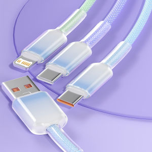 Cáp Sạc Nhanh 3 Trong 1 USB-Type C 240W Với Cổng USB A & 2 Cổng Type-C Hỗ Trợ Truyền Dữ Liệu Cho Samsung S24 Xiaomi Huawei Android - Màu Trắng 1m
