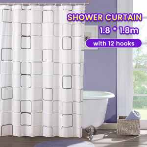 MaxPlus Bathroom Waterproof Shower Curtain Cartoon Pattern 1.8*1.8m With 12 Hooks