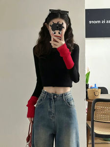 Color Block Knitwear Womens Fashion Autumn Winter Slim Fit Inner Wear Top Chic Design Sensation Spicy Girl Base Layer