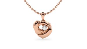 ALUXE 10K Gold Diamond Necklace Sleeping Rose Rose Gold Disney Sleeping Beauty Series NNDS001