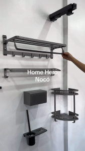 Prestigia Bathroom Luxe Double Pole Bath Towel and Holder Aluminum