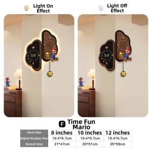 CTYLIGHTZ | Retro Mario Corner Hanging Wall Clock Dual-Faced