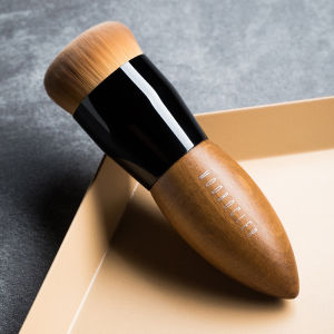 MOOBOCLER Foundation Brush round Flat Head Soft Bristle No Trace No Powder Eating Makeup Brush Short Handle Wooden Handle