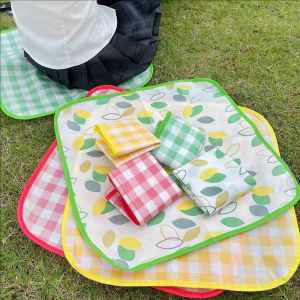 YESPERY Outdoor Sitting Mat Moisture-proof Hike Camping Portable and Foldable Picnic Pad Colorful Square Cushion Cloth 50CM
