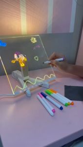 Desktop Transparent Acrylic Writing Board Memo Board Message Board USB Light Board Cute Desktop Decoration Gift 亚克力透明记事板留言板