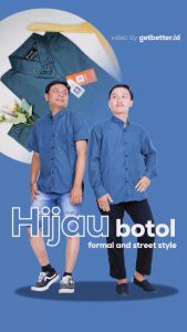 Kemeja Warna Biru Denim Hem Polos Katun Premium Lengan Panjang dan Pendek Kemeja Formal