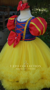 UZZO Snow White Inspired Baby Girl Gown Dress Outfit for Birthday Pictorial Christening Events Costume Party 1-2