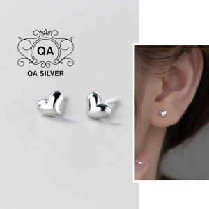 Khuyên tai bạc 925 mặt trái tim phồng bông nụ nữ S925 HEART QA SILVER Earrings EA250201