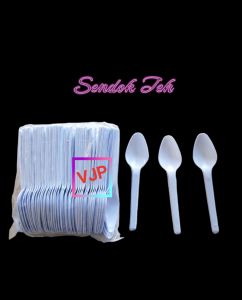 Sendok Teh Puding Putih Isi 100Pcs