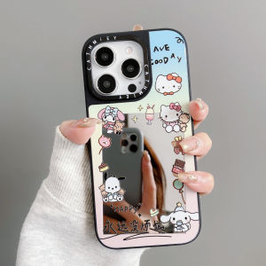Creative Hello Kitty iPhone 16 pro Max Phone Case Womens Style Mirror Surface Dog Ear Cartoon Pattern Simple Cute Design