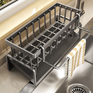 Kitchen Sink Drain Rack Organizer ABS Plastic Self-draining Sink Shelf Soap Sponge Holder Dishcloth Towel Rack Filter Basket