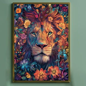 KAYOU | Paint By Numbers Lion and Floral Painting By Numbers on Canvas Coloring By Number for AdultsPaint Digital Art Home DecorUnframed