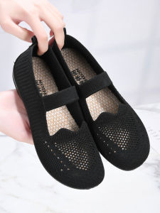 รองเท้าผ้าใบสไตล์ปักกิ่งสำหรับผู้หญิง 2024 รองเท้าทำงานระบายอากาศได้ดี พื้นตาข่าย รองเท้าทำงานฤดูร้อน รองเท้าสวมสบายสำหรับคุณแม่