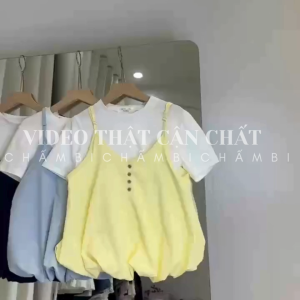 Set áo nữ đi chơi A.754 Set áo croptop trắng thun kèm áo yếm cúc dọc điều chỉnh dây dáng bí 2 lớp - Shop Chấm Bi