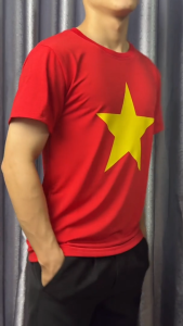 Áo Thun in Hình Cờ Đỏ Sao Vàng đủ size form xuông cho nam và nữ vải Co Dãn 4 Chiều Thoáng Mát (CDSV3)