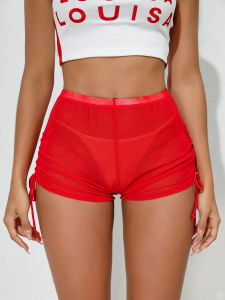 507# New Arrival Fashion Transparent Mesh Transparent High Waist Stretch Casual Shorts Sports Shorts Womens Bikini
