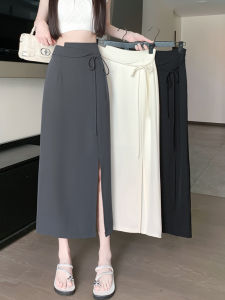 Slimming High Waist A-Line Slip Dresses Womens Suit-style Mini Skirt with Belt Summer 2025 Korean Style Long Skirts