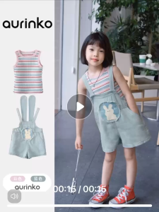 Colorful vest Kelinci kecil jumpsuit anak perempuan Overall Baju jeans anak 2-8 Tahun jumpsuit anak perempuan