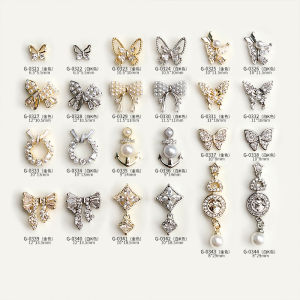 Advanced Texture Garland Pearl Pendant Nail Ornament Intoxicated Butterfly Inlaid with Diamond Elegance Nail Accessories