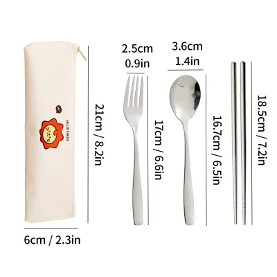 WORTHBUY | WORTHBUY Dinnerware Set Stainless Steel Cutlery Set With Tableware Bag Kitchen Utensil Travel Portable Spoon Fork Chopsticks