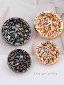 High-End Gold Metal Button Versatile Sheep Cashmere Coat Suit Hollow out Clothing Sweater Outerwear Decorative Button
