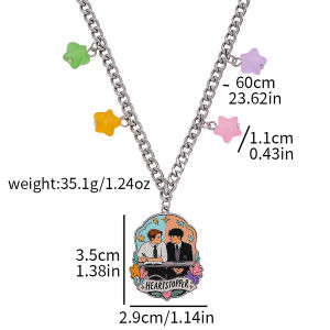 Bandai | Heartstopper Nick & Charlie Cartoon Pendant Necklace Stainless Steel Multicolor Star Charm Casual Fan Jewelry Gifts