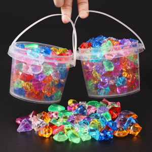 Colorful Acrylic Gem Diamond Crystal Toys for Girls Princess Treasure Box Beads Playhouse Simulation Play Toys for Children