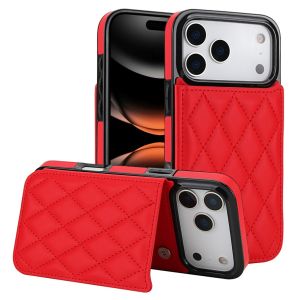 Luxury Rhombic Lattice Leather Wallet Phone Case For iPhone 17 Pro Max Air 17e 16e 15 14 Plus 13 12 Mini 11 Card Slots Cover