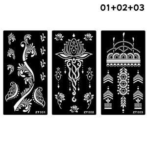 Bộ Khuôn Mẫu Hình Xăm Tạm Thời 6 Kiểu Họa Tiết Henna Ấn Độ Dùng Cho Nghệ Thuật Body Art Sáng Tạo Tiệc Tùng Và Các Dịp Đặc Biệt