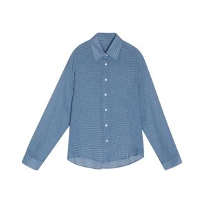 YUEZHONGWEI | เสื้อเชิ้ตแขนยาวลายสก็อตสีน้ำเงินสำหรับผู้หญิงในช่วงฤดูร้อน เสื้อคลุมกันแดดแบบบาง สไตล์ลำลอง เสื้อคลุมคาร์ดิแกนแบบเปิด