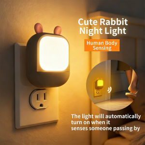 Motion Sensor Light Wireless LED Night Lightremote control Cute rabbit Bedside Induction Lamp Decorative Wall Light for Bedroom Stairs Hallway & Indoor Home Decoration