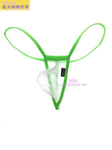 New Arrival Mens Low Waist Mini T-Back Thin Ice Silk Translucent Contrast Color Fashion Temptation Underwear T-Shaped Panties