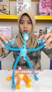 Mainan Anak BTC-0001 SUCTION CUP POP TUBE JERAPAH Mainan Tarik Teleskopik Jerapah Led Anak Mainan Anak Perempuan - Mainan Anak Laki Laki