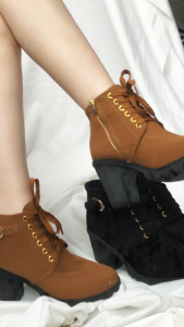 Falimottype Womens Classic Elegant Chunky Heel Short Boots Casual Fashion Round Toe Lace-Up Ankle Boots