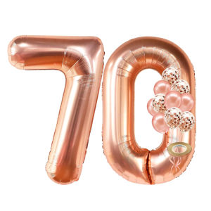 40" Rose Gold Foil Number 70 Balloon with Confetti - 70th Birthday & Anniversary Decorations - Large Party Balloon